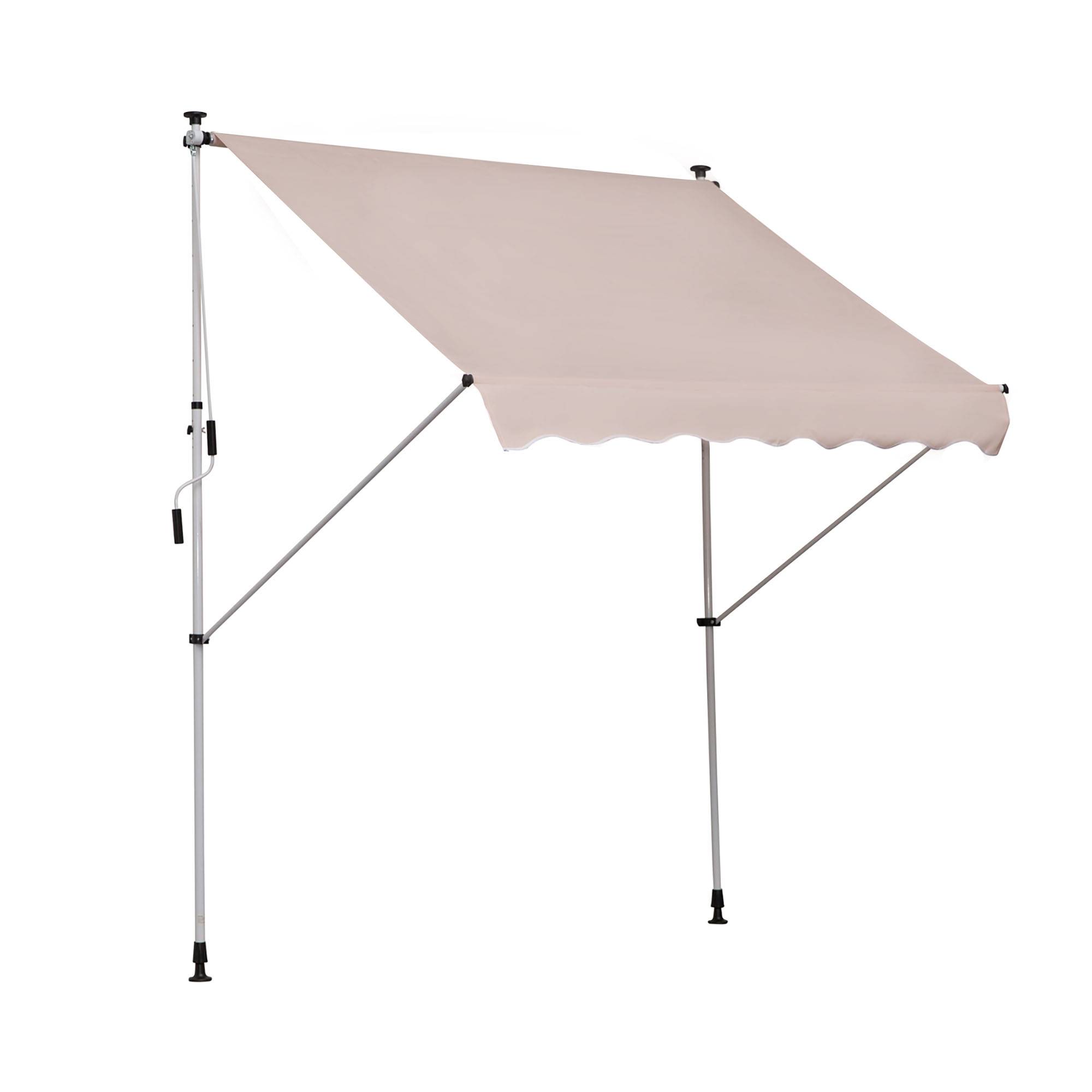Store banne beige 200x150x170-280 cm à manivelle pour balcon, protection design sobre pour petit espace pratique et fonctionnel