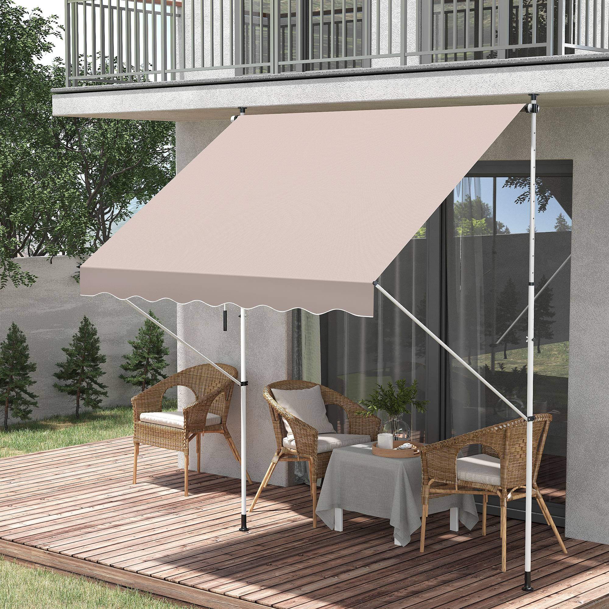 Store banne beige 200x150x170-280 cm à manivelle pour balcon, protection design sobre pour petit espace pratique et fonctionnel - Image 3