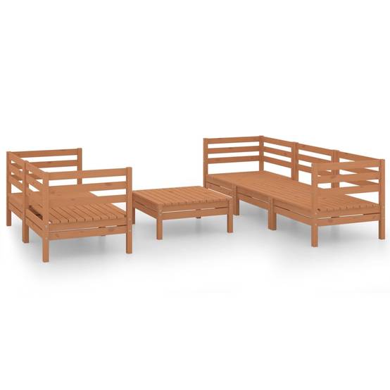 Helloshop26 - Salon de jardin meuble d'extérieur ensemble de mobilier 6 pièces marron miel bois de pin massif - Image 1