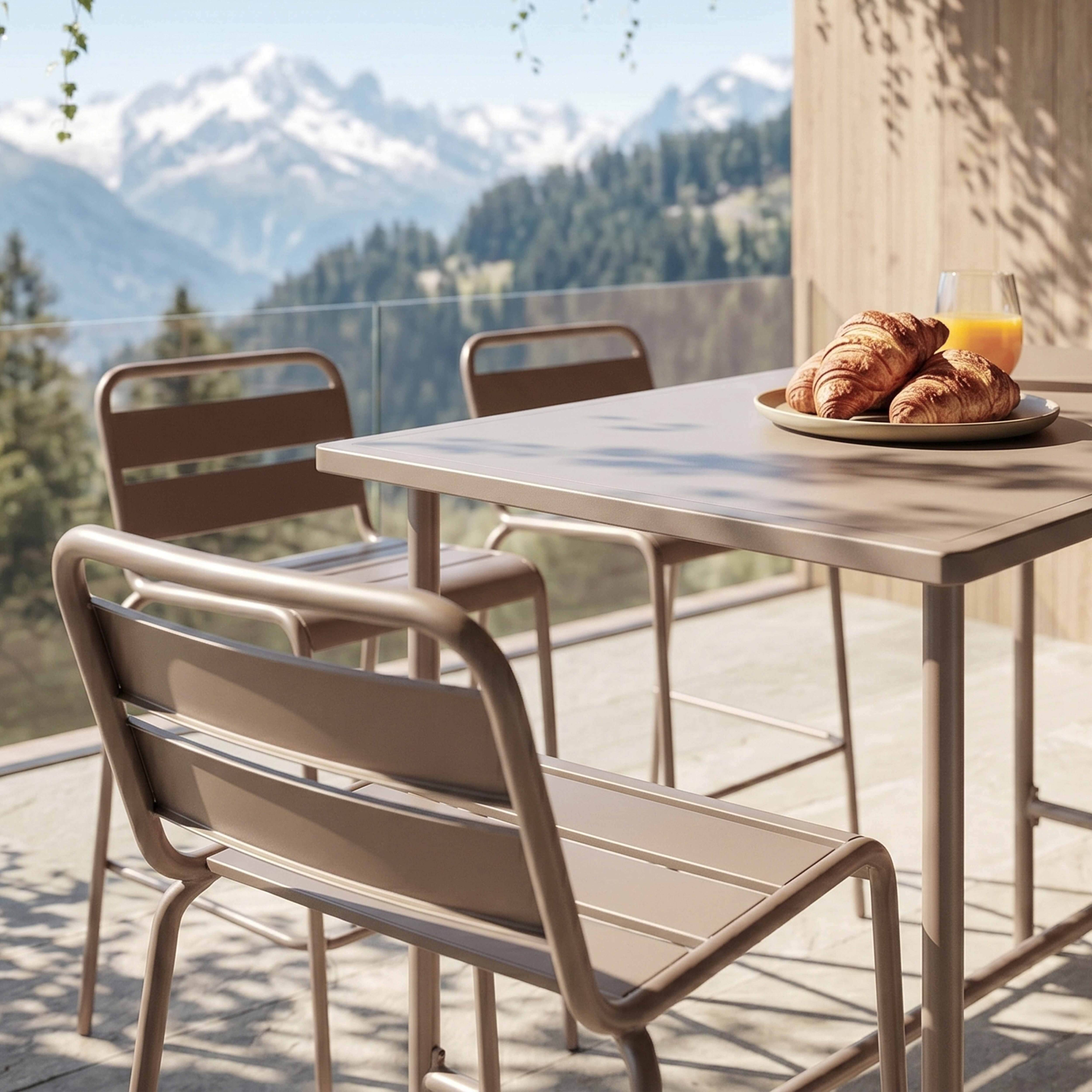 Oviala - Ensemble table haute et 4 chaises de bar en métal taupe Palavas - Oviala - Image 3