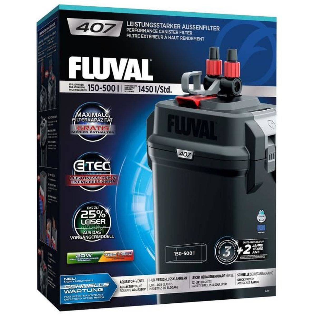 Fluval - Filtre extérieur aquarium Série 7 407, technologie eTEC, noir, 24 x 18 x 49 cm - FLUVAL - Image 2