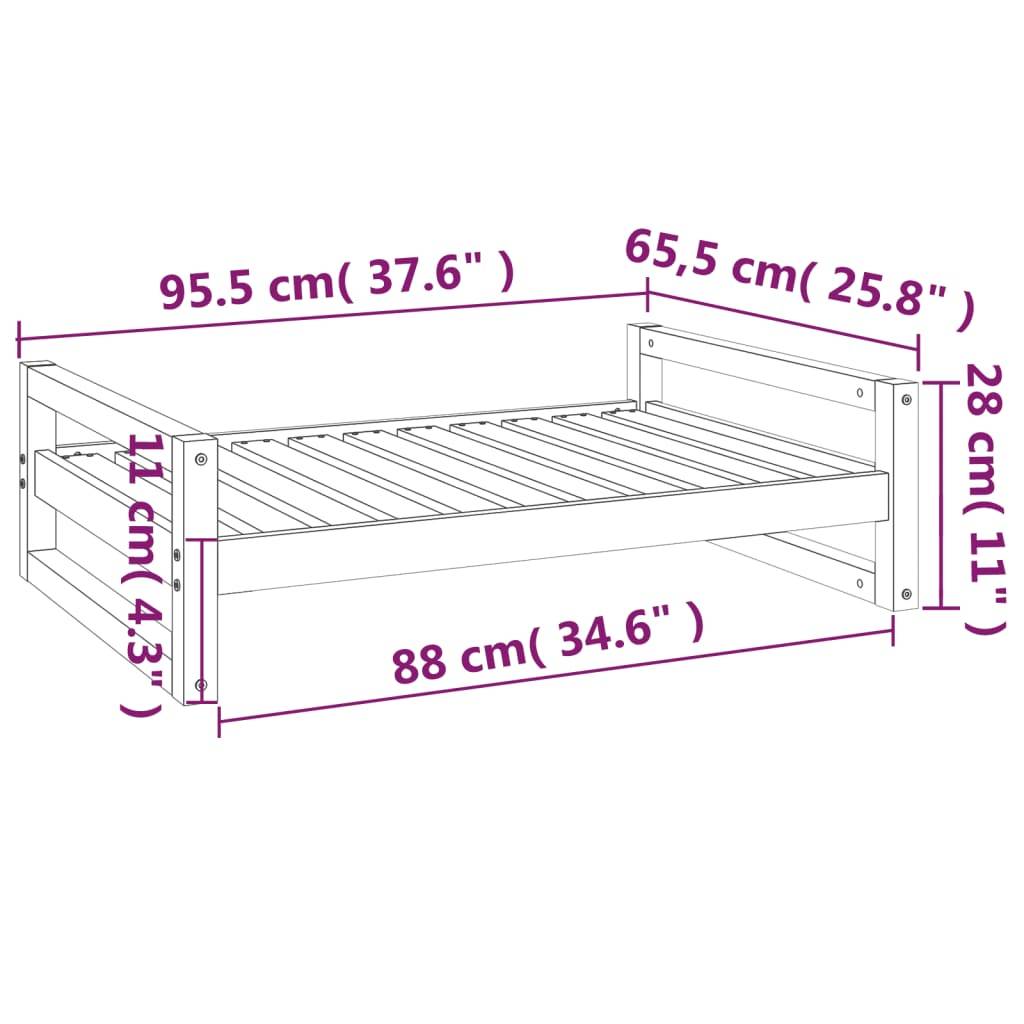 Vidaxl - Lit pour chien Noir 95,5x65,5x28 cm Bois de pin solide vidaXL 821486 - Image 3