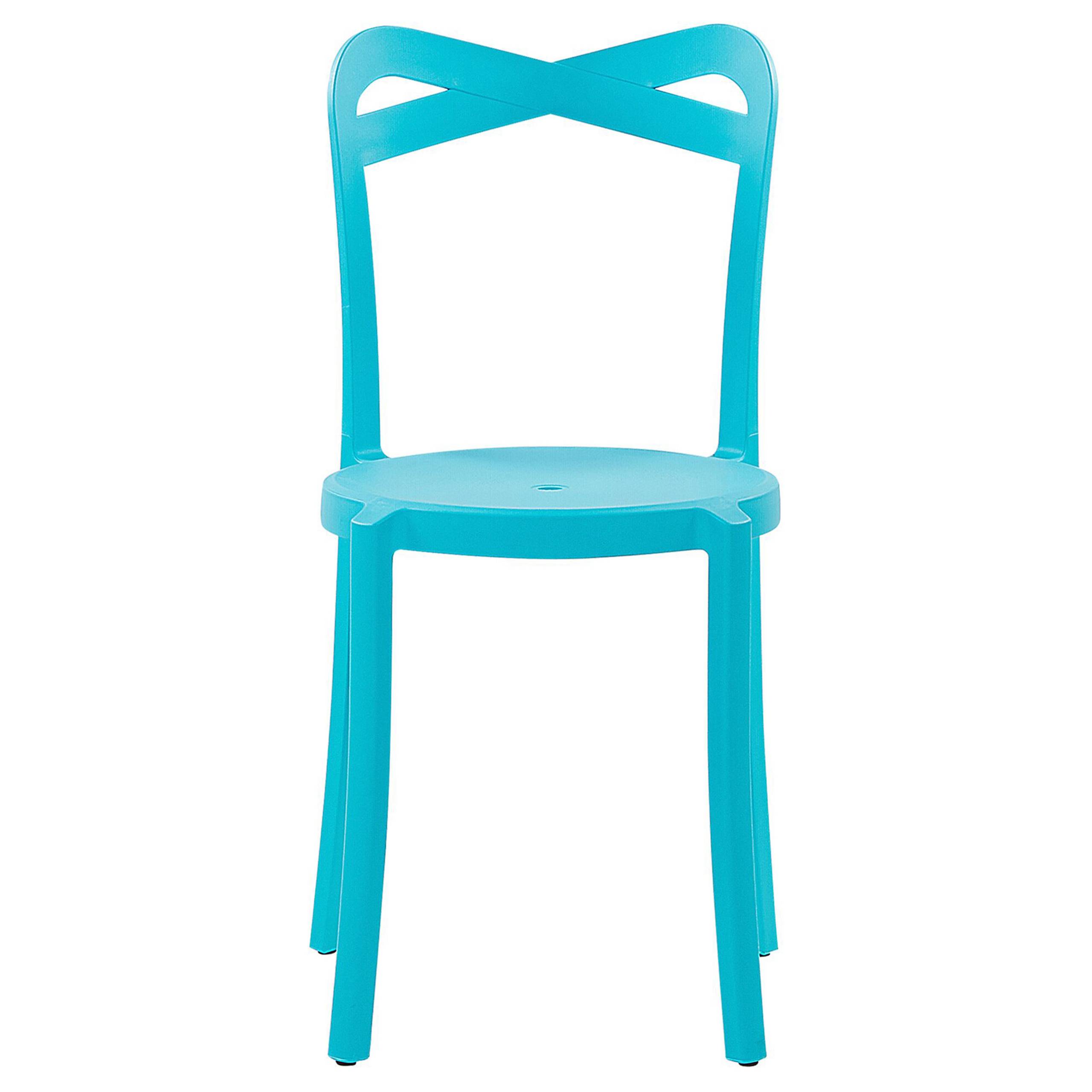 Beliani - Salon de Jardin Blanc et Bleu Synthétique à 4 Places Table Carrée Légère pour Extérieur Moderne - Image 6