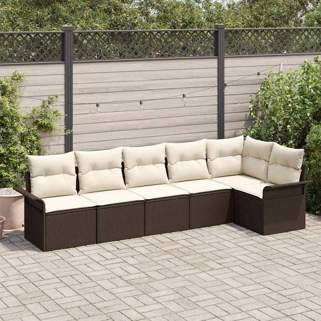 Salon de Jardin 6 Places en Résine Tressée Modulable pour Terrasse Marron – ComfortXL Outdoor Living - Image 1
