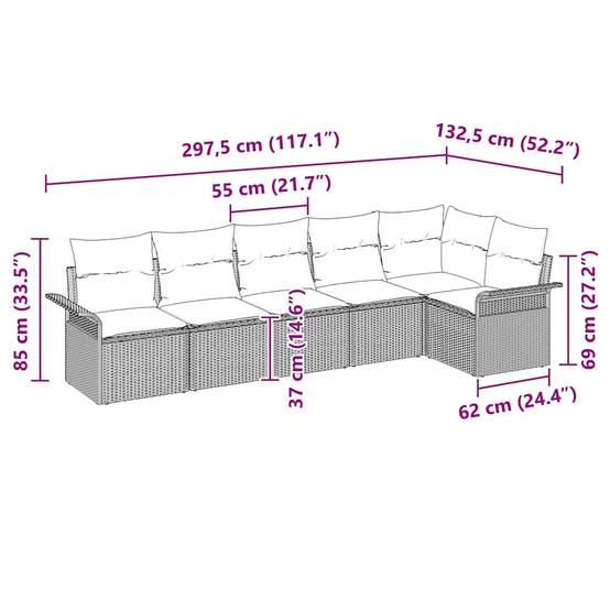 Salon de Jardin 6 Places en Résine Tressée Modulable pour Terrasse Marron – ComfortXL Outdoor Living - Image 4