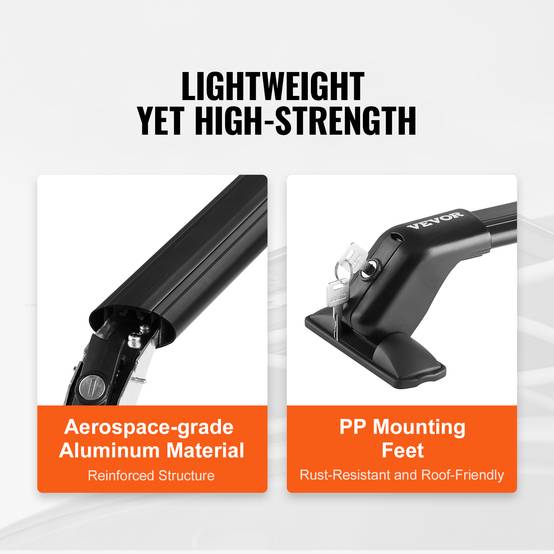 Vevor - VEVOR Barres de toit transversales 2 PCs, aluminium charge 70,3 kg, installation facile, toit nu, noir. - Image 5