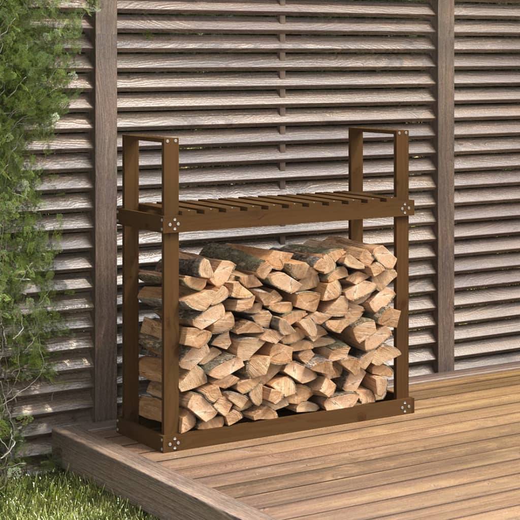Range-bûches Intérieur Bois de Pin Finition Miel pour Cheminée 110x35x109cm - ComfortXL Outdoor Living - Image 1