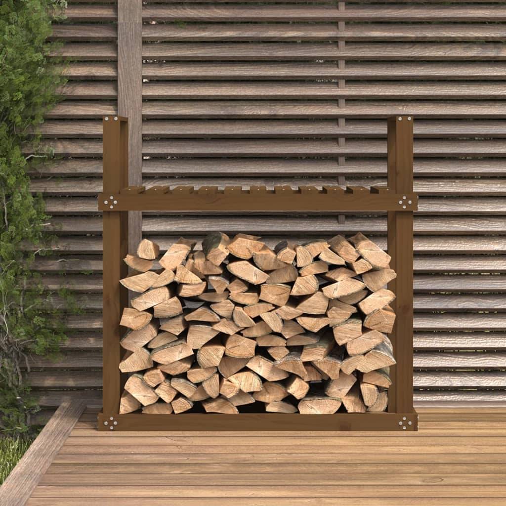 Range-bûches Intérieur Bois de Pin Finition Miel pour Cheminée 110x35x109cm - ComfortXL Outdoor Living - Image 3
