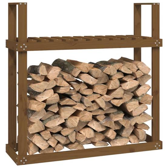 Range-bûches Intérieur Bois de Pin Finition Miel pour Cheminée 110x35x109cm - ComfortXL Outdoor Living - Image 4