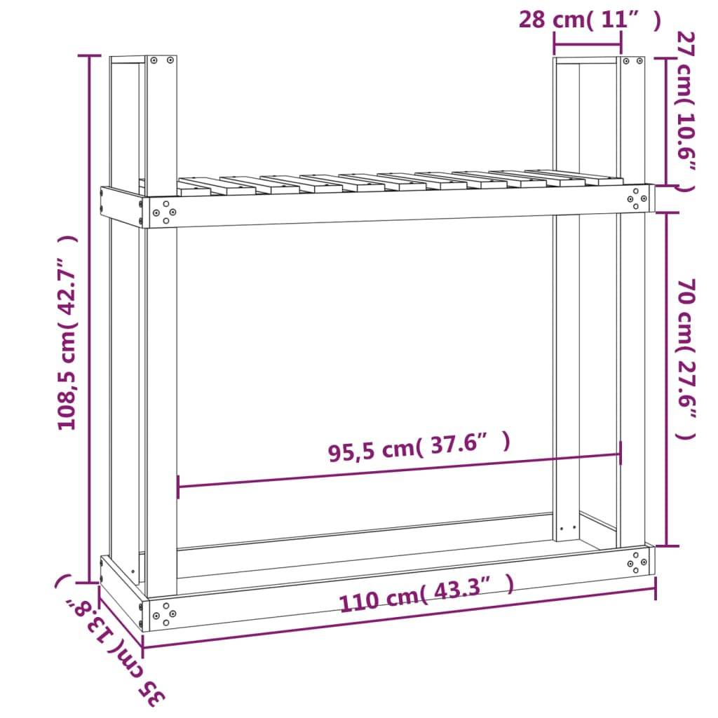 Range-bûches Intérieur Bois de Pin Finition Miel pour Cheminée 110x35x109cm - ComfortXL Outdoor Living - Image 8