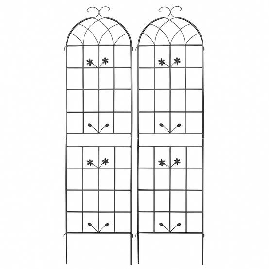 Lot de 2 Treillis Jardin Métal Noir pour Plantes Grimpantes Support Rosiers Légumes 50x180cm - ComfortXL Outdoor Living - Image 2