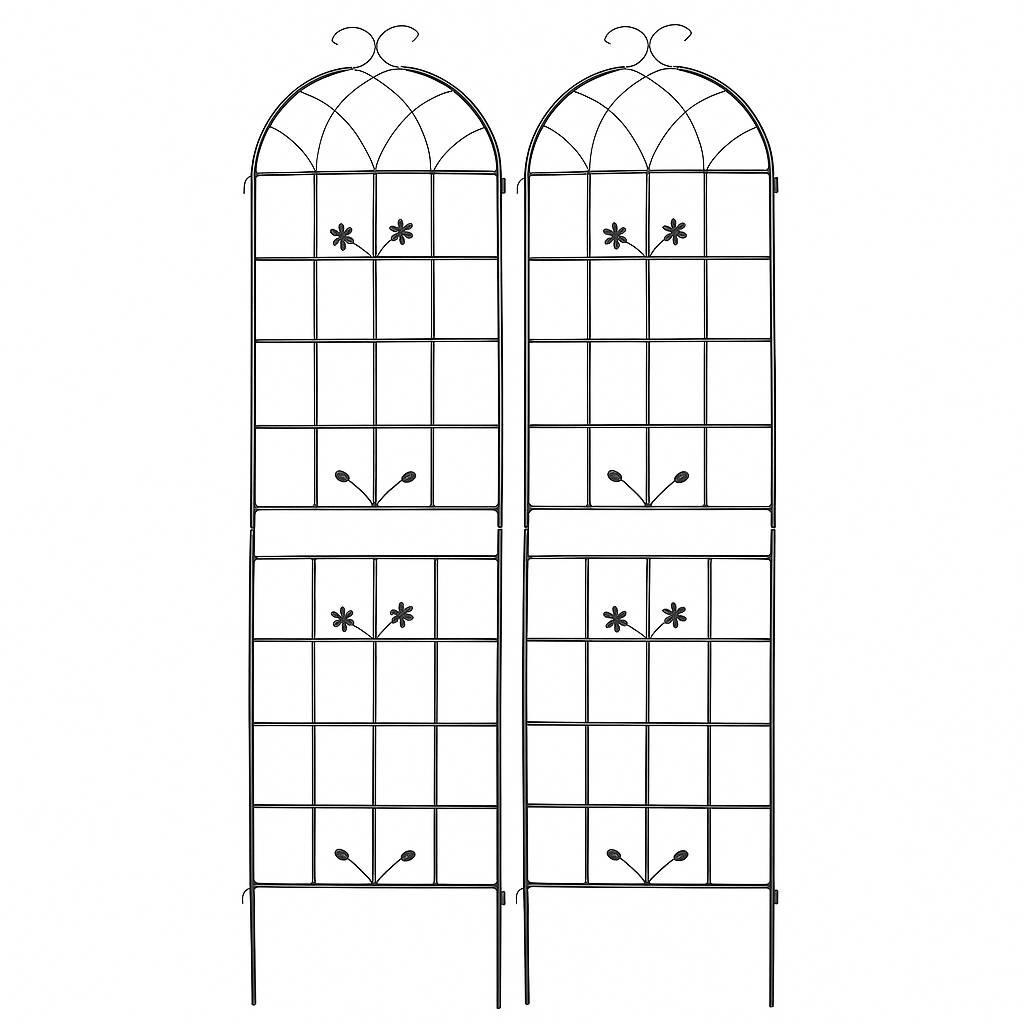 Lot de 2 Treillis Jardin Métal Noir pour Plantes Grimpantes Support Rosiers Légumes 50x180cm - ComfortXL Outdoor Living - Image 2