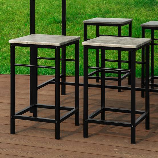 SoBuy Table et 4 Tabourets de Bar Bistrot, Table Haute Mange-Debout pour Cuisine Salon Balcon, Gris, OGT11-HG - Image 9