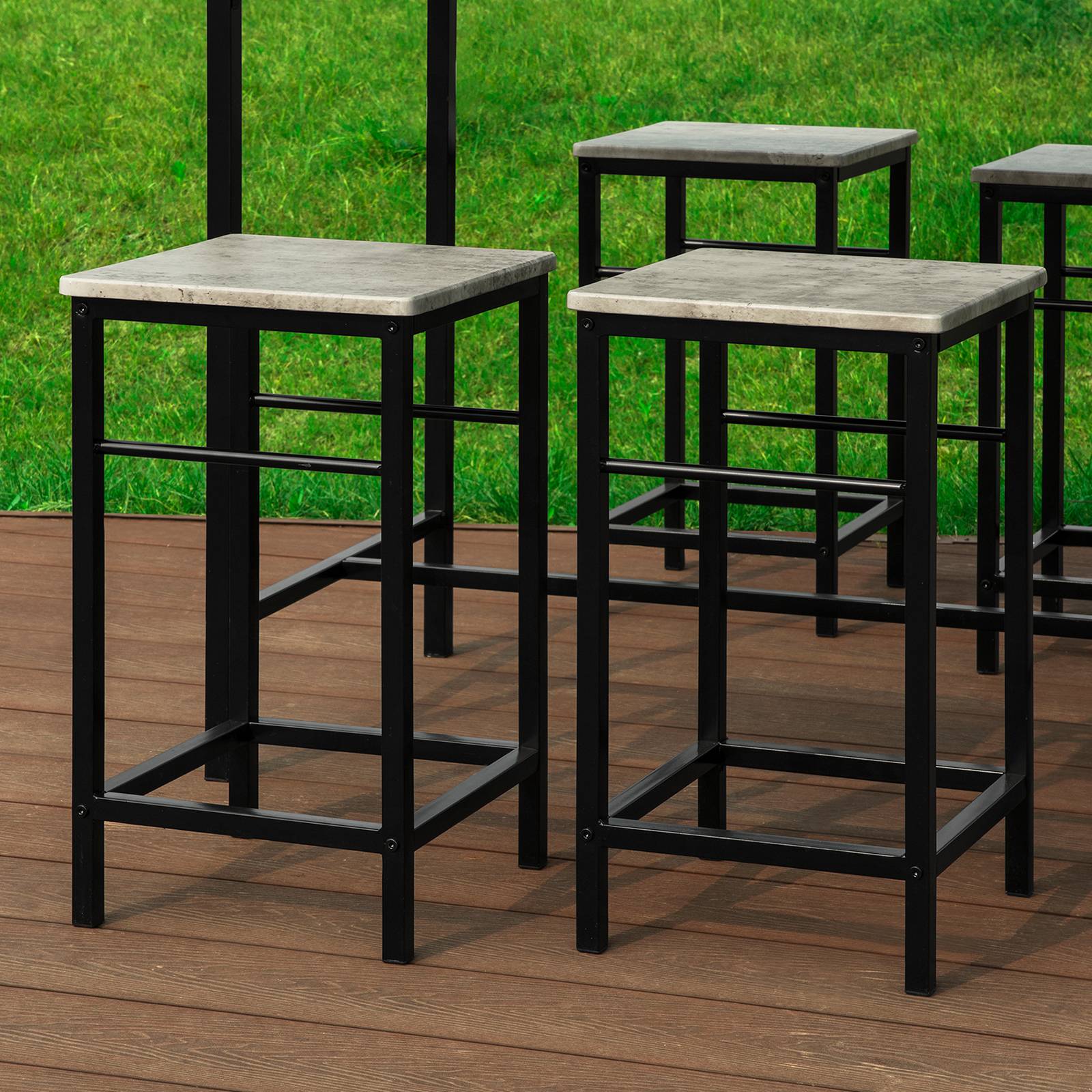 SoBuy Table et 4 Tabourets de Bar Bistrot, Table Haute Mange-Debout pour Cuisine Salon Balcon, Gris, OGT11-HG - Image 9
