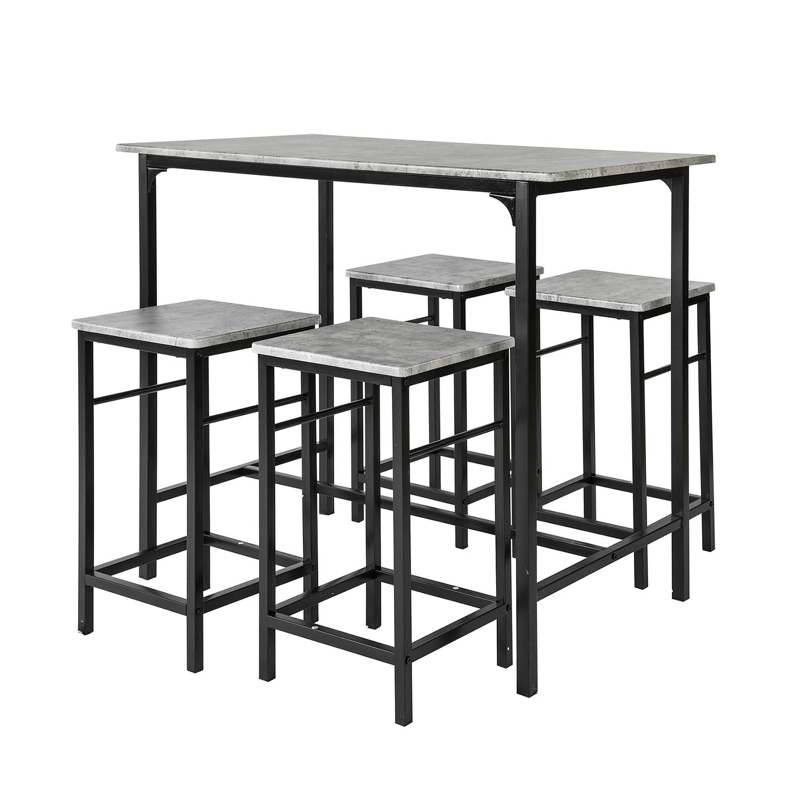 SoBuy Table et 4 Tabourets de Bar Bistrot, Table Haute Mange-Debout pour Cuisine Salon Balcon, Gris, OGT11-HG - Image 1