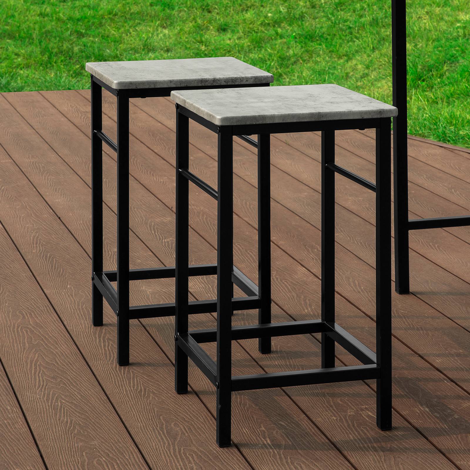 SoBuy Table et 4 Tabourets de Bar Bistrot, Table Haute Mange-Debout pour Cuisine Salon Balcon, Gris, OGT11-HG - Image 8