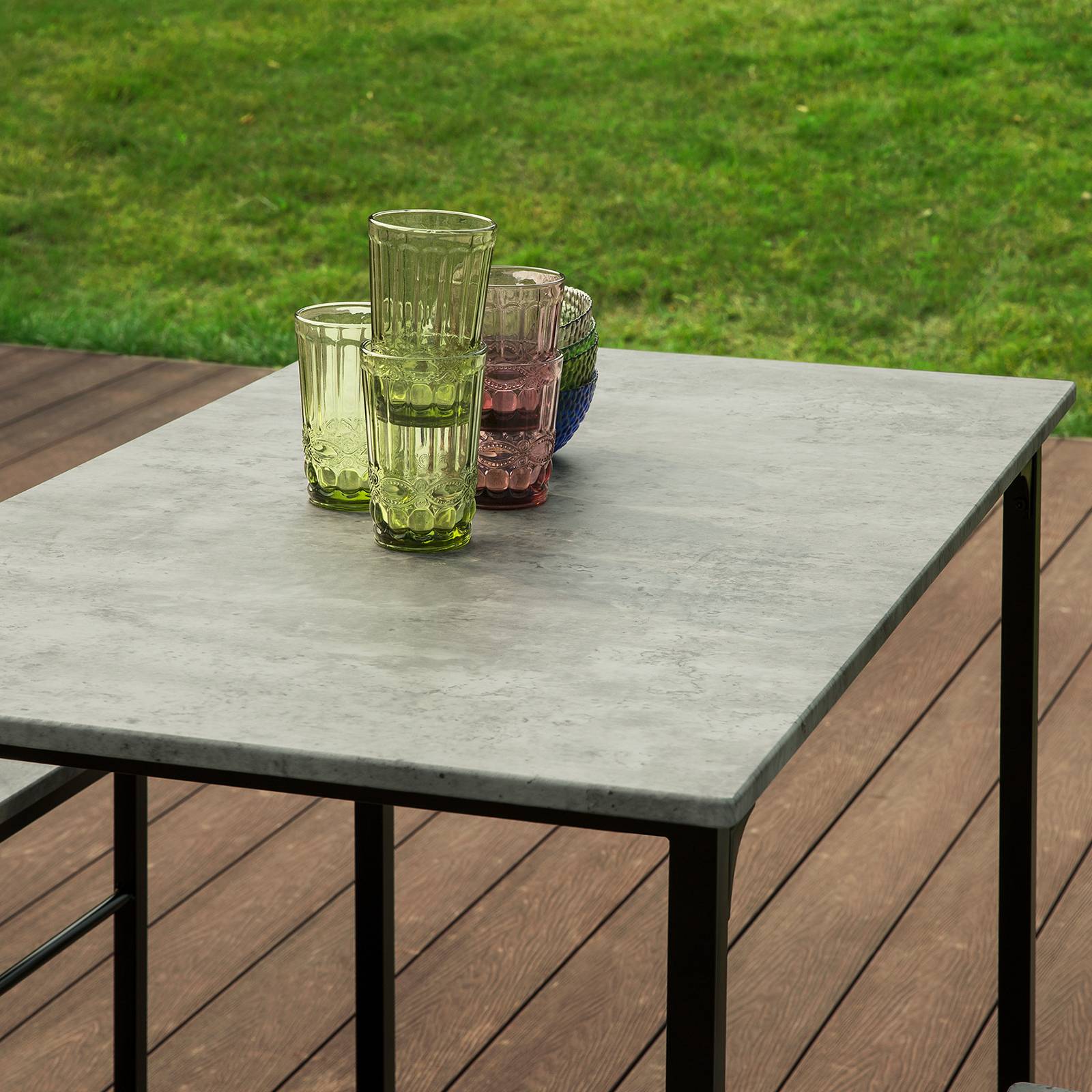 SoBuy Table et 4 Tabourets de Bar Bistrot, Table Haute Mange-Debout pour Cuisine Salon Balcon, Gris, OGT11-HG - Image 5