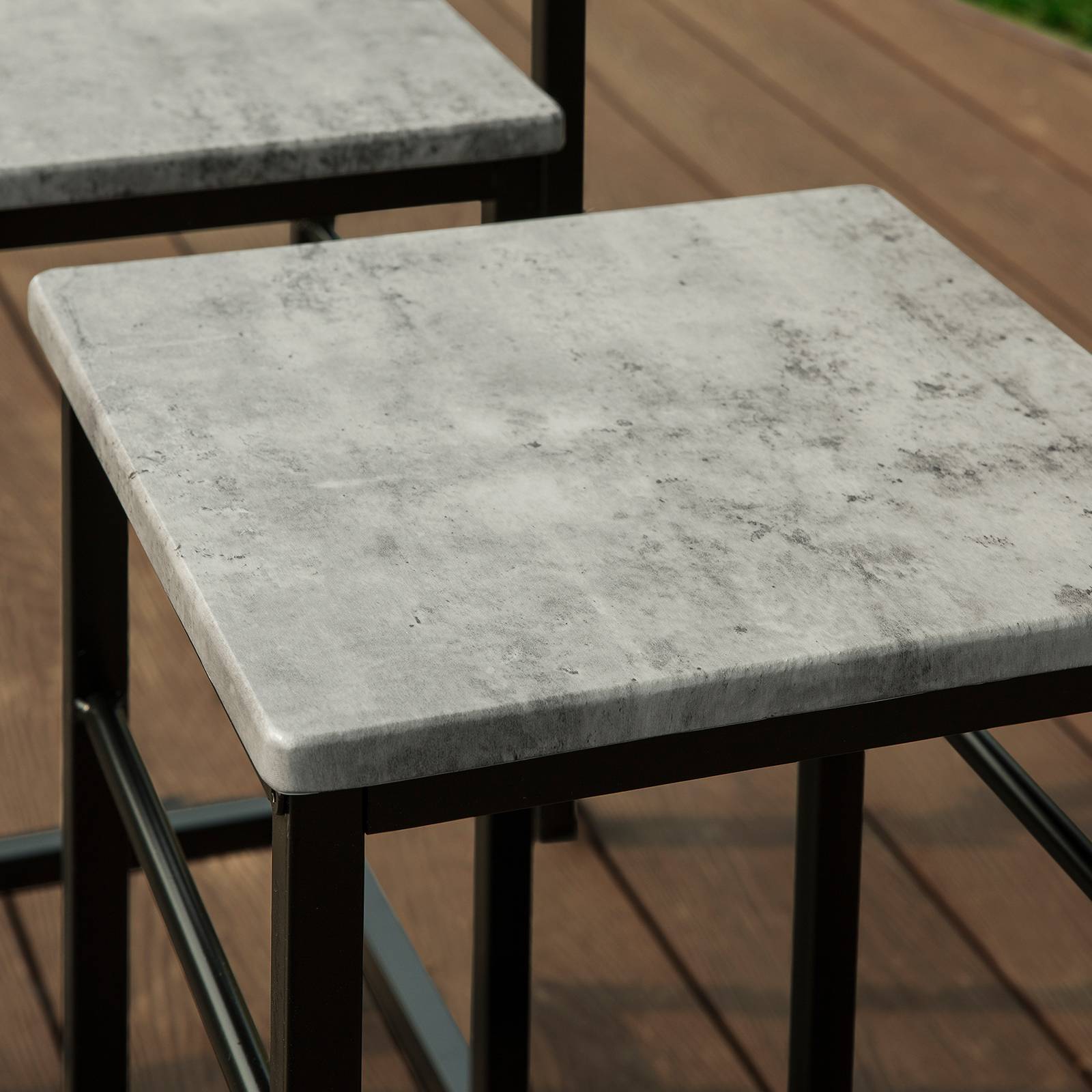 SoBuy Table et 4 Tabourets de Bar Bistrot, Table Haute Mange-Debout pour Cuisine Salon Balcon, Gris, OGT11-HG - Image 4