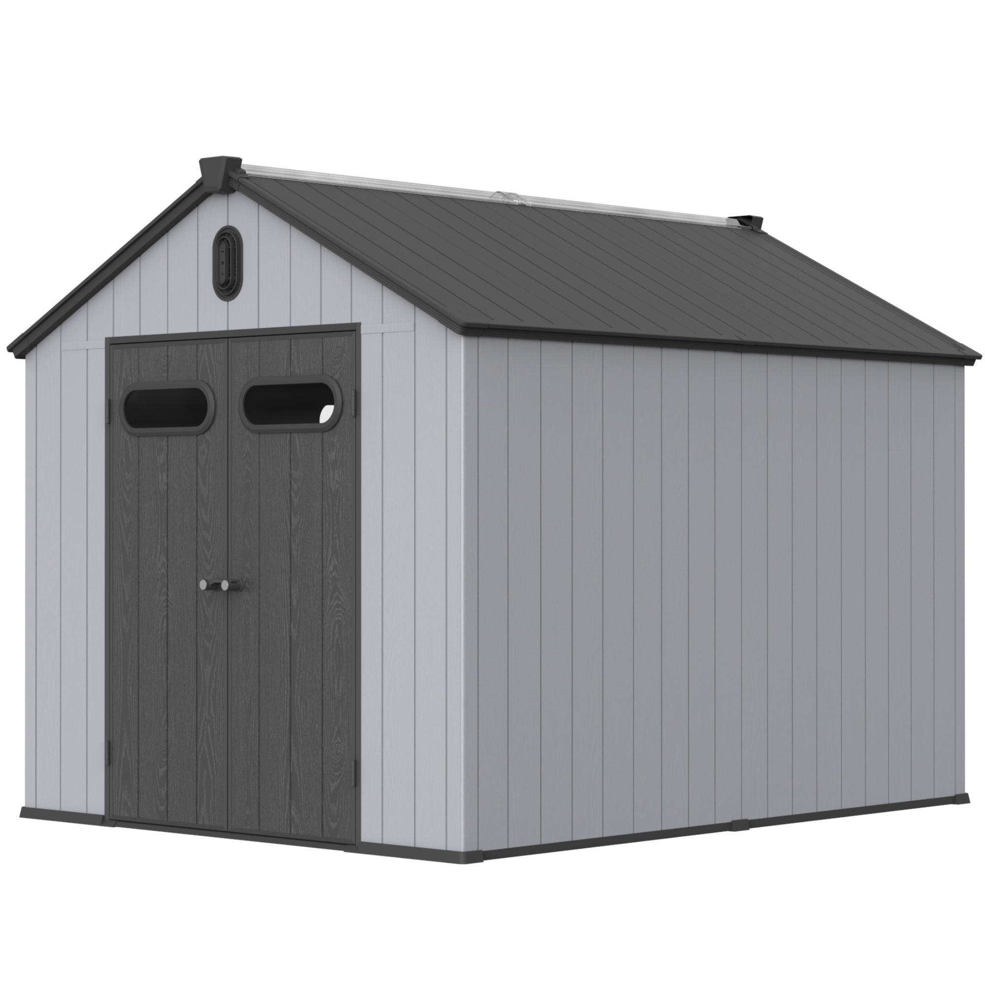 ComfortXL - Abri de jardin résine pour outils et tondeuse grande capacité 285 x 235 x 231 cm gris blanc - ComfortXL Outdoor Living - Image 5