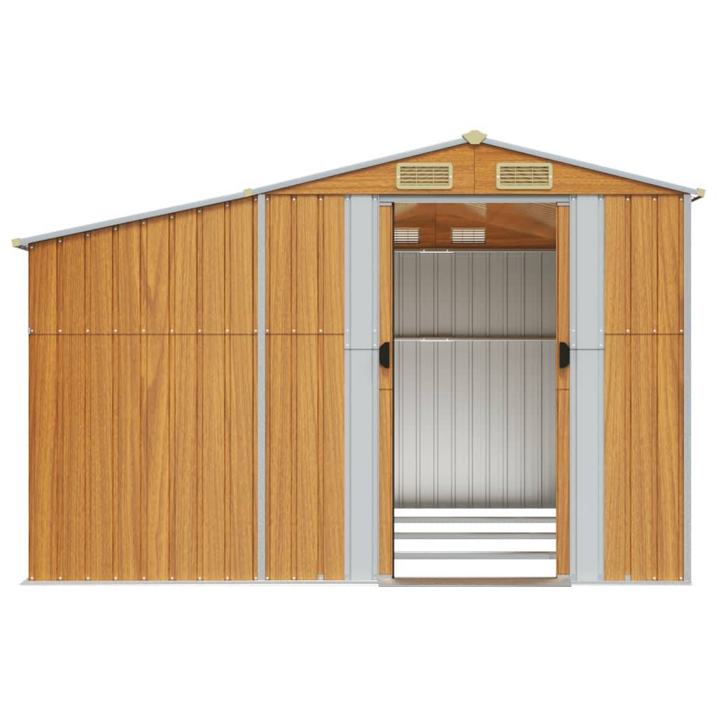 Helloshop26 - Abri de jardin cabane cabanon maison de stockage remise extérieur hangar outils robuste clair 277 x 365,5 x 179 cm acier galvanisé marron - Image 4