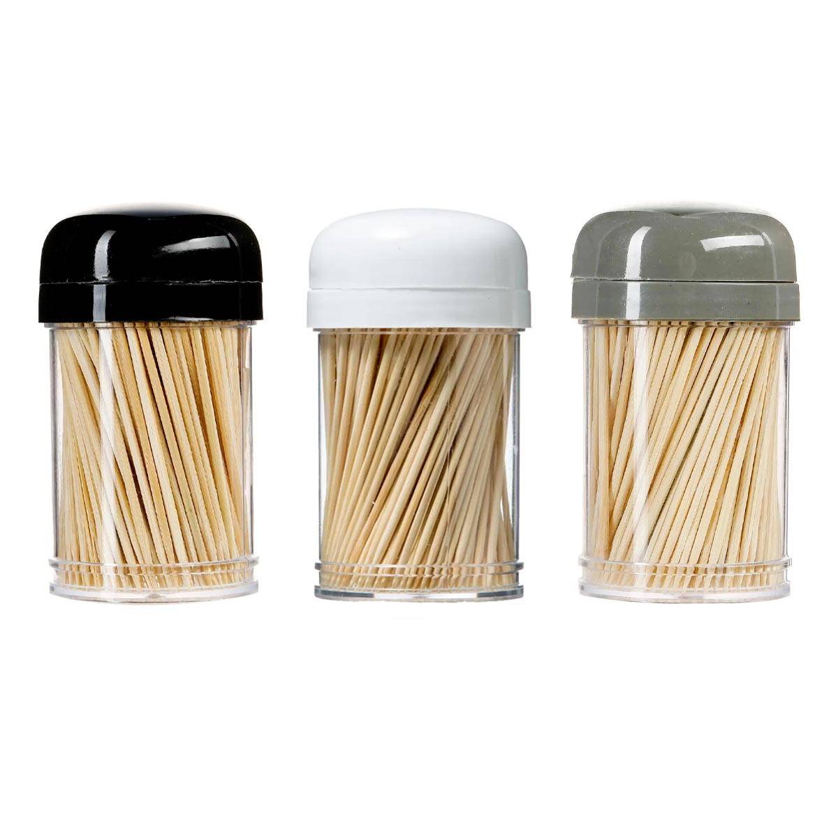 Lot de 3 Pots à Cure-Dents "Bambou" 8cm Multicolore - Image 1