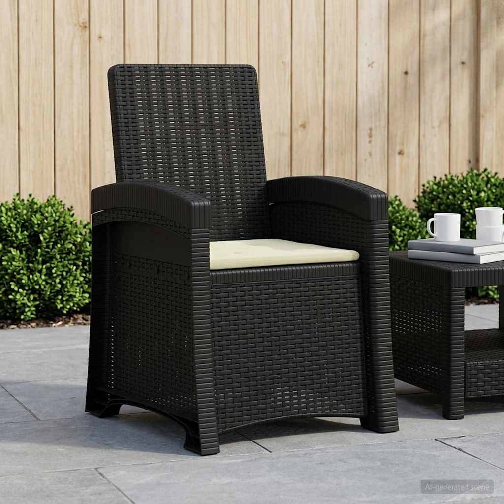 PANGIVO - Chaise de jardin inclinable polypropylène anthracite et crème 56 x 63 x 92 cm - PANGIVO