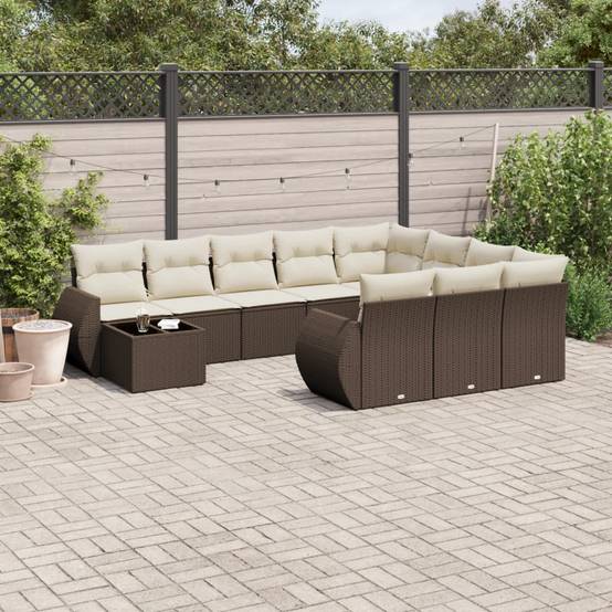ComfortXL - Salon de jardin bas 10 places avec table basse en résine tressée modulable Marron – ComfortXL Outdoor Living - Image 1