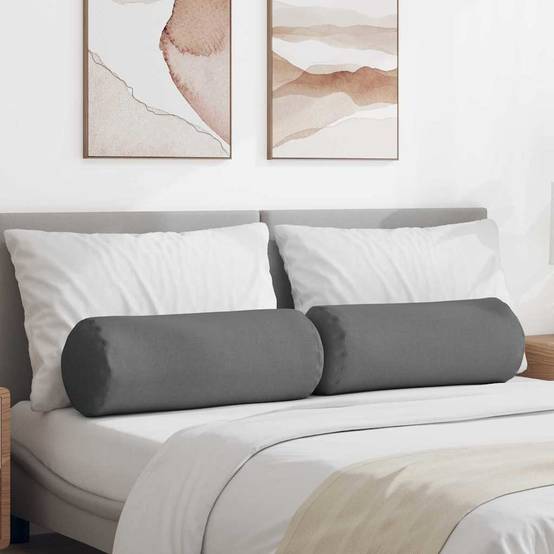 Lot de 2 Coussins Polochons Géants Tissu Doux Housse Lavable pour Chambre et Salon Gris Foncé 25x70 cm – ComfortXL Outdoor Living - Image 1