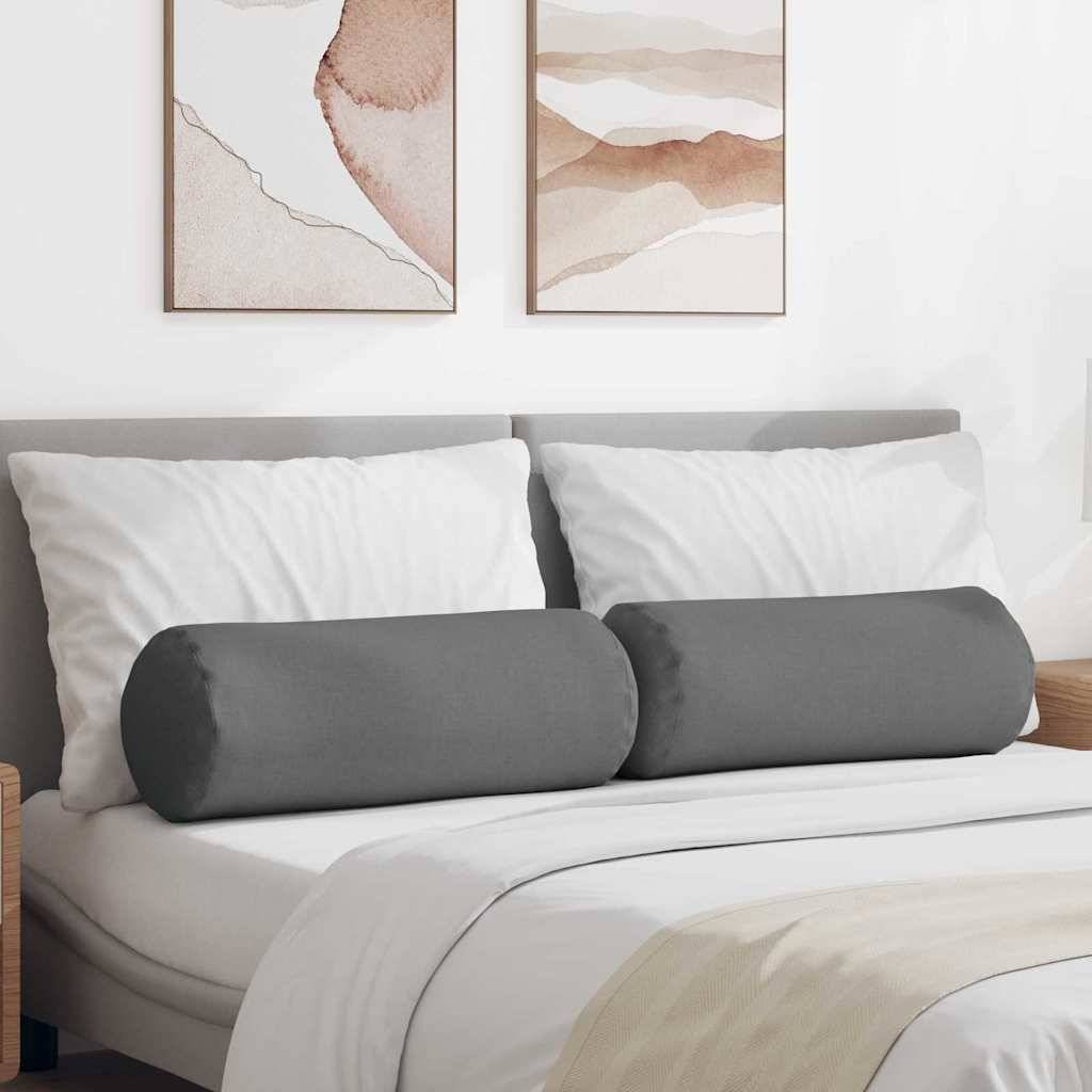 Lot de 2 Coussins Polochons Géants Tissu Doux Housse Lavable pour Chambre et Salon Gris Foncé 25x70 cm – ComfortXL Outdoor Living - Image 1
