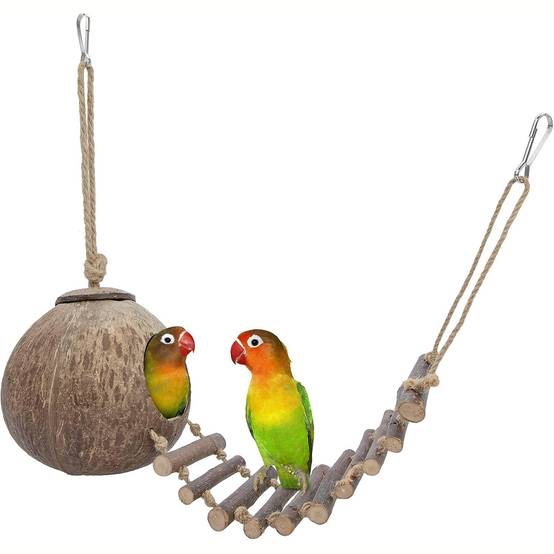 Nid et jouet pour oiseaux et hamsters avec échelle - Image 1