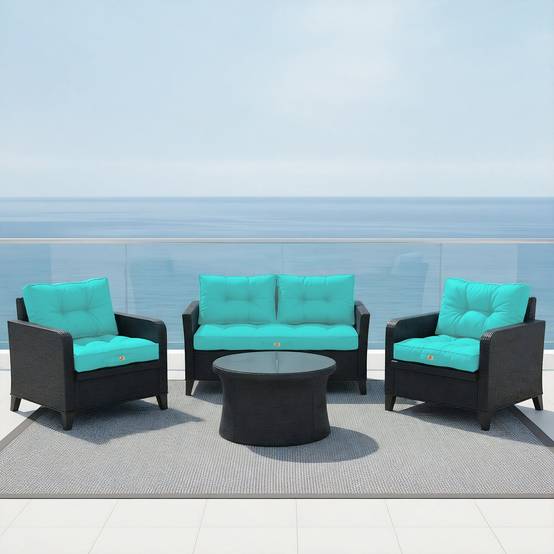 Coussins pour salon de jardin capitonné 50x50cm Bleu caraibes - Déco arts - Image 6