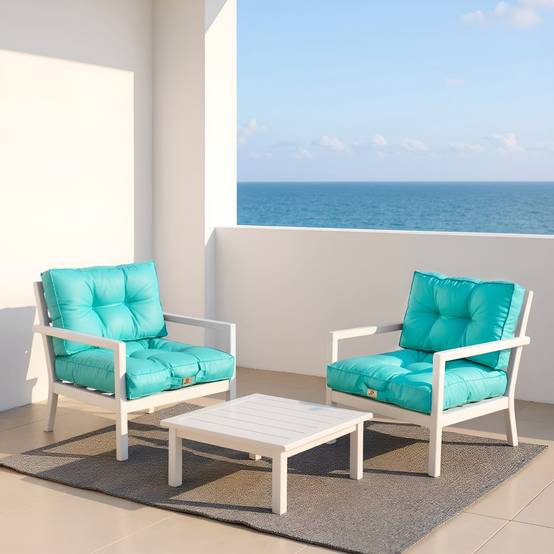 Coussins pour salon de jardin capitonné 50x50cm Bleu caraibes - Déco arts - Image 2