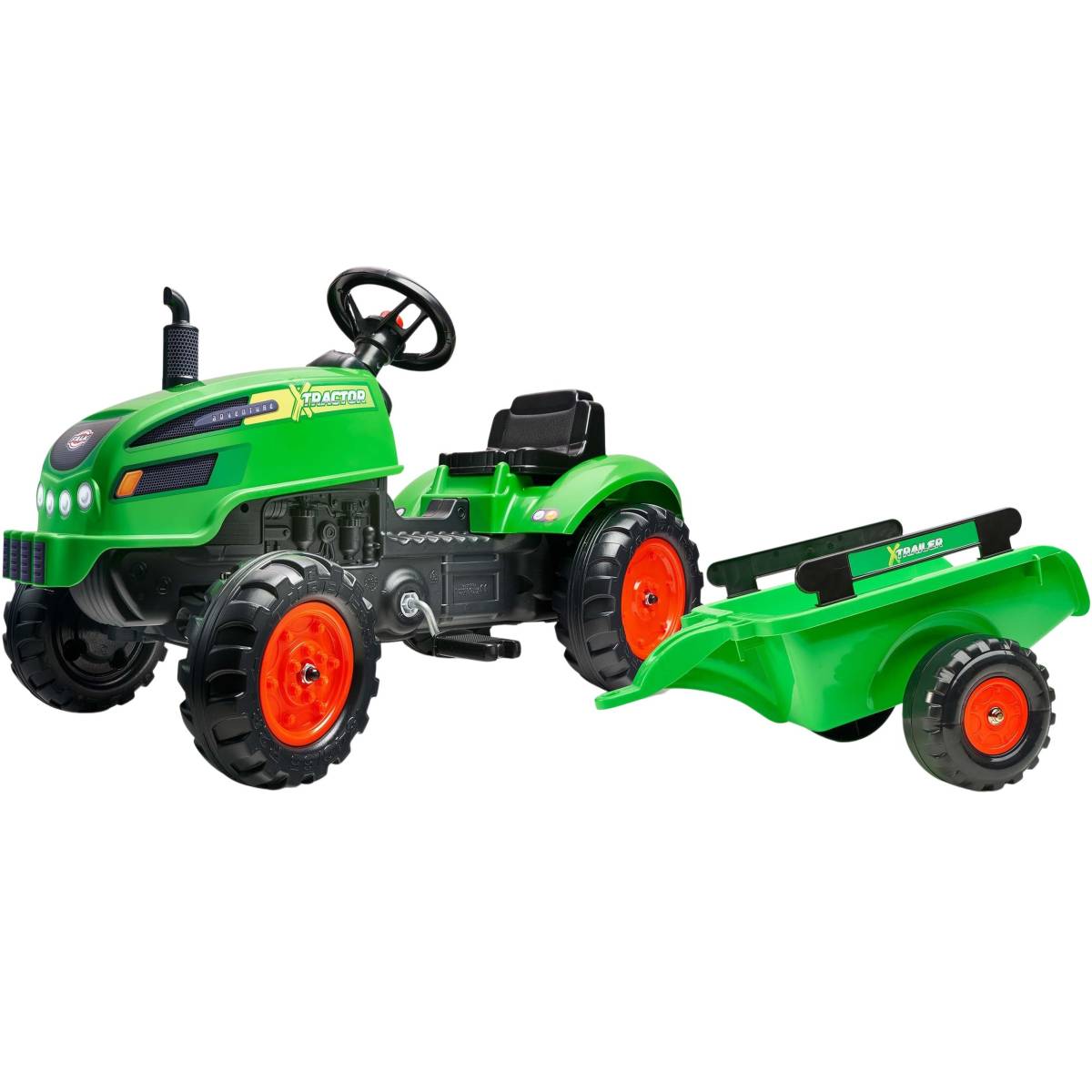 Falk - Tracteur pour enfant à pédales avec capot ouvrant et remorque X Tractor - Image 1