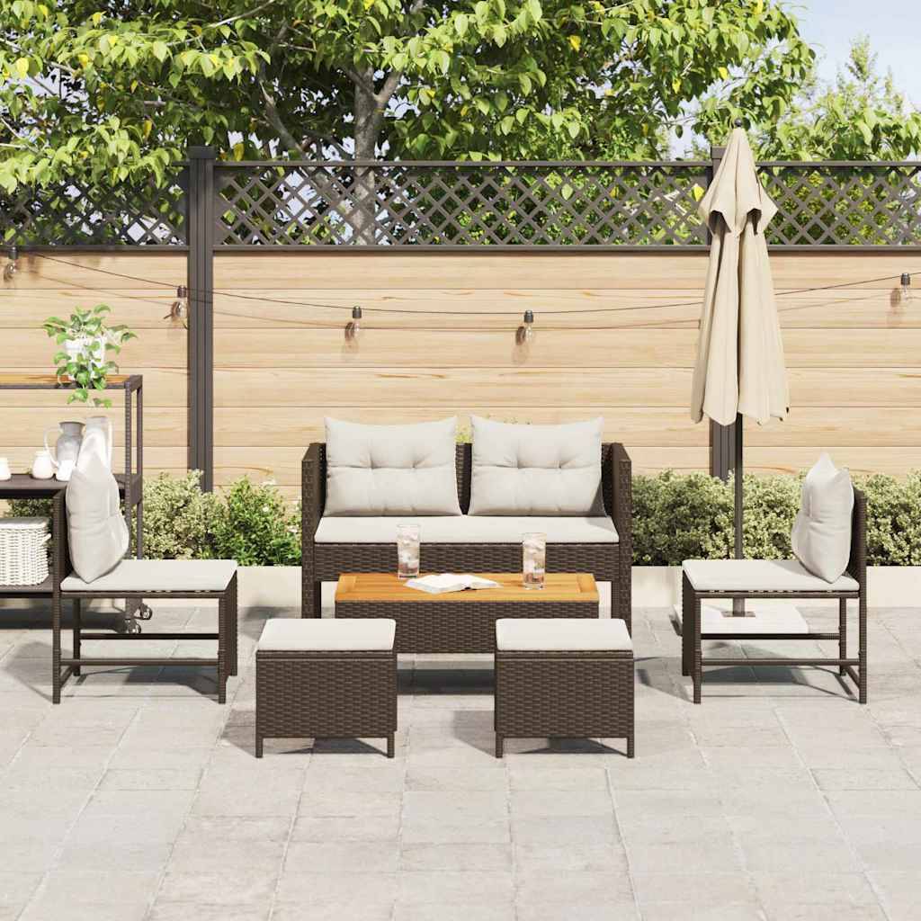 Vidaxl - Ensemble de canapé de jardin 6 pcs Marron et Crème polyrotin vidaXL 4104701 - Image 4