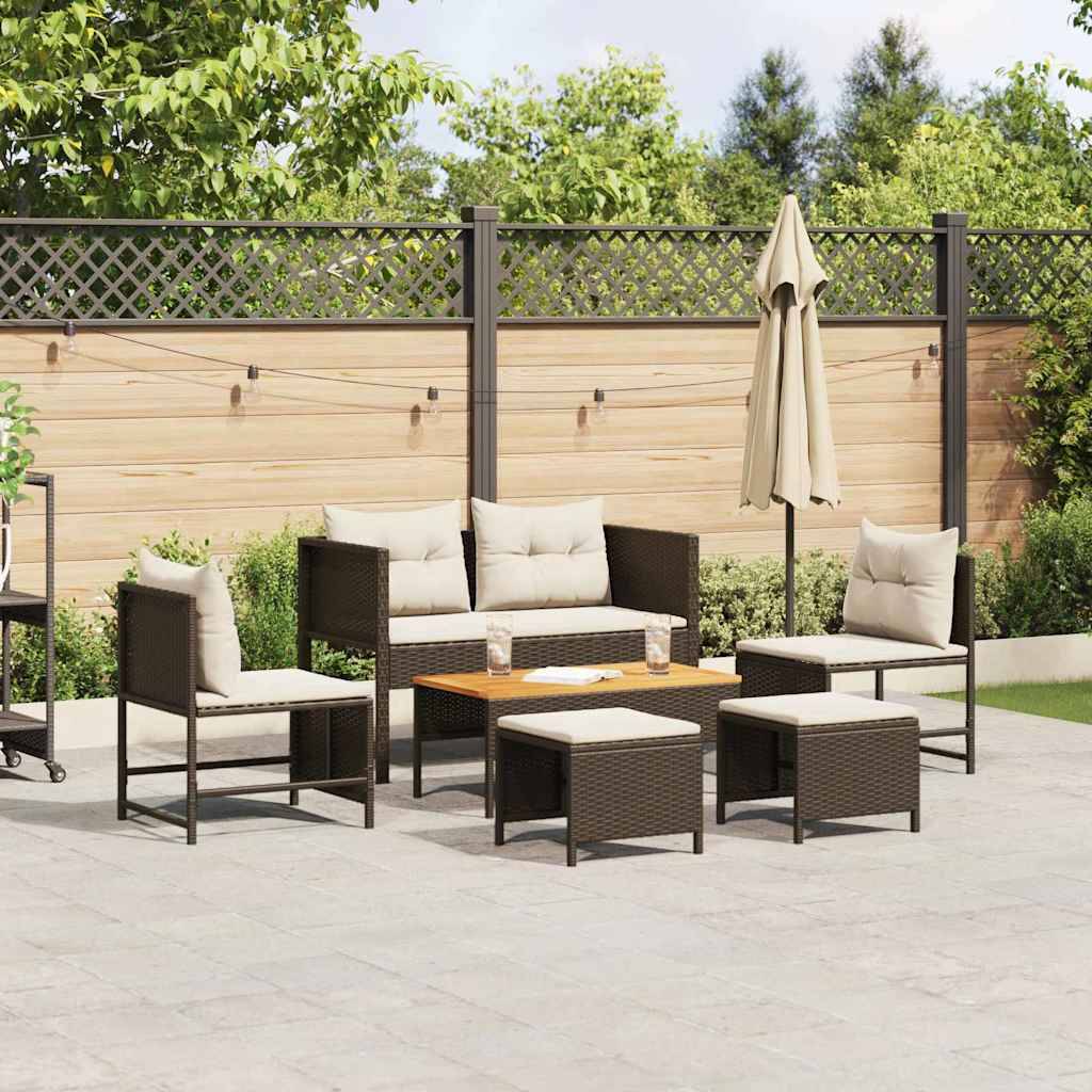 Vidaxl - Ensemble de canapé de jardin 6 pcs Marron et Crème polyrotin vidaXL 4104701 - Image 1