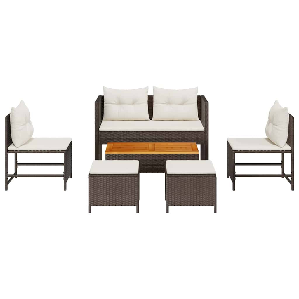 Vidaxl - Ensemble de canapé de jardin 6 pcs Marron et Crème polyrotin vidaXL 4104701 - Image 9
