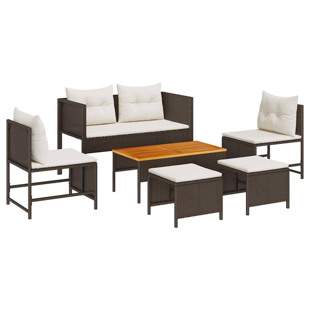 Vidaxl - Ensemble de canapé de jardin 6 pcs Marron et Crème polyrotin vidaXL 4104701 - Image 2