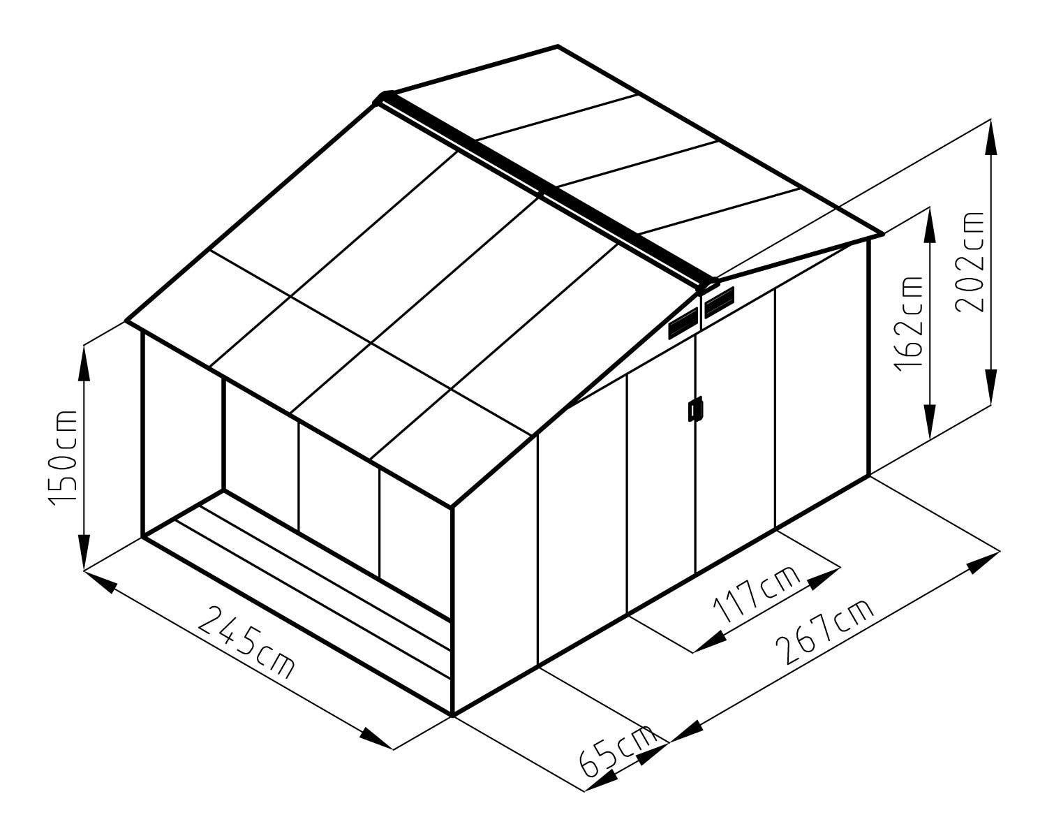 Abri de jardin métal avec bûcher 8,13 m² Trigano + kit d'ancrage - Image 3