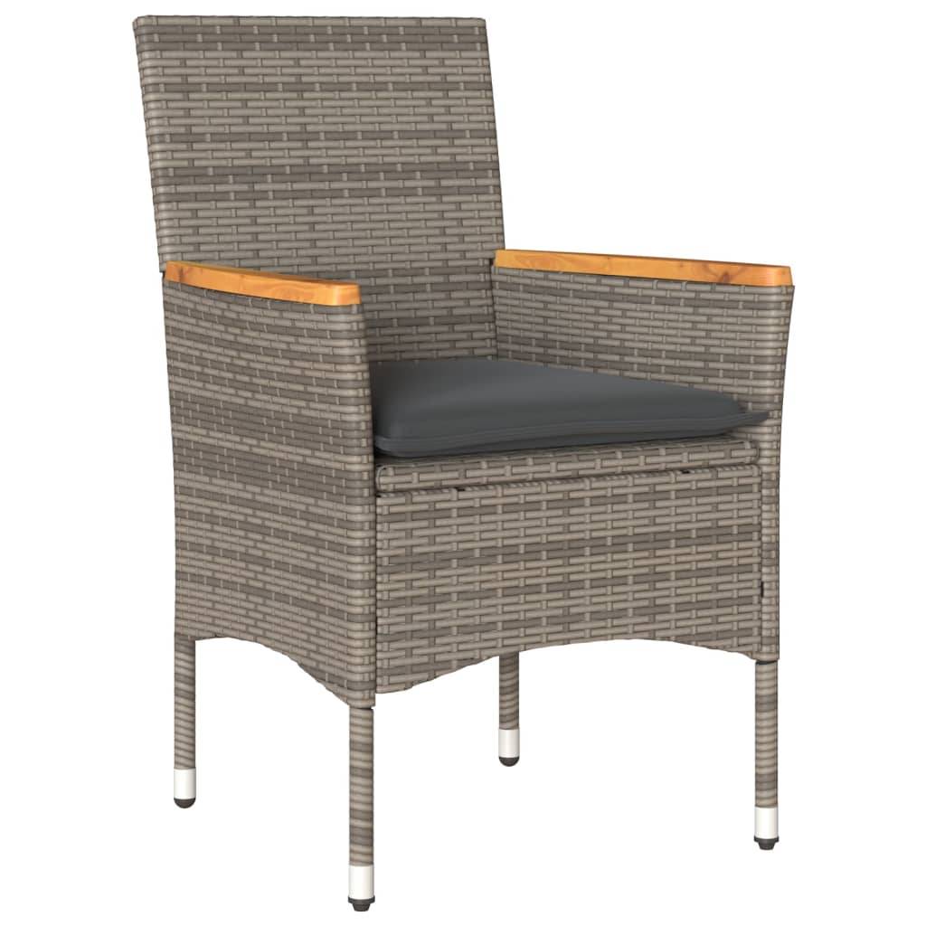 Vidaxl - Ensemble à manger de jardin et coussins 3 pcs-Salons de jardin gris rotin acacia 777164 - Image 3