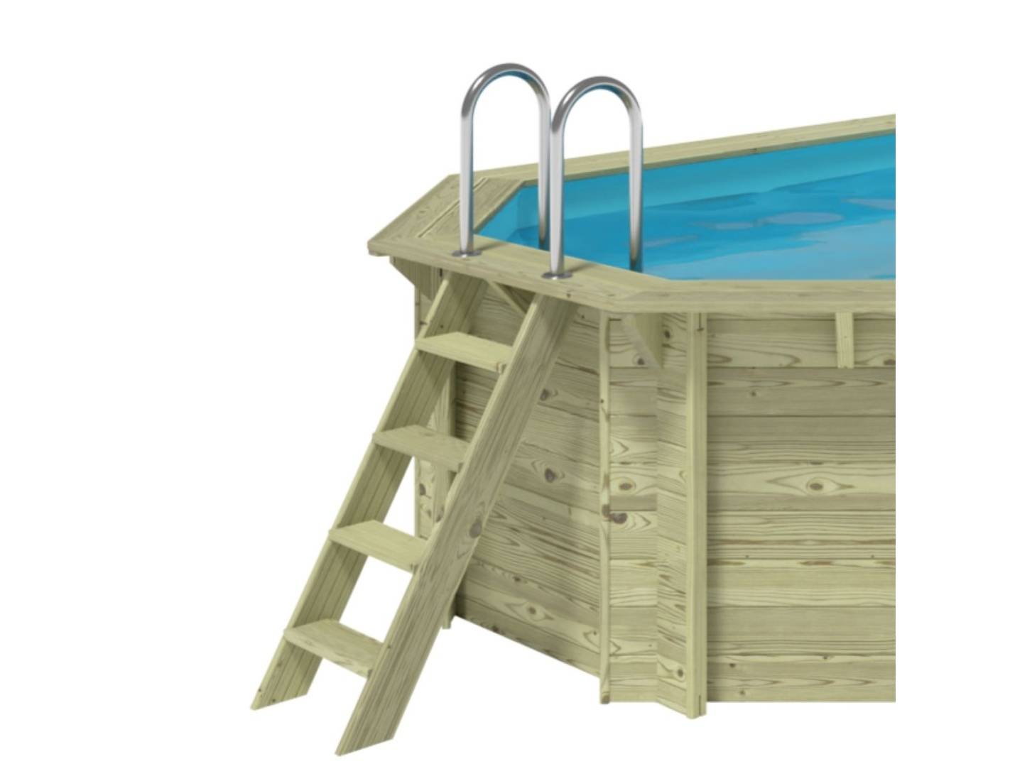Altanka - Piscine hors sol en bois NEMO 4.3 x 3 - H.1.31 m, bleu pâle, fixations à visser - BAS7303OSPL - ALTANKA - Image 9