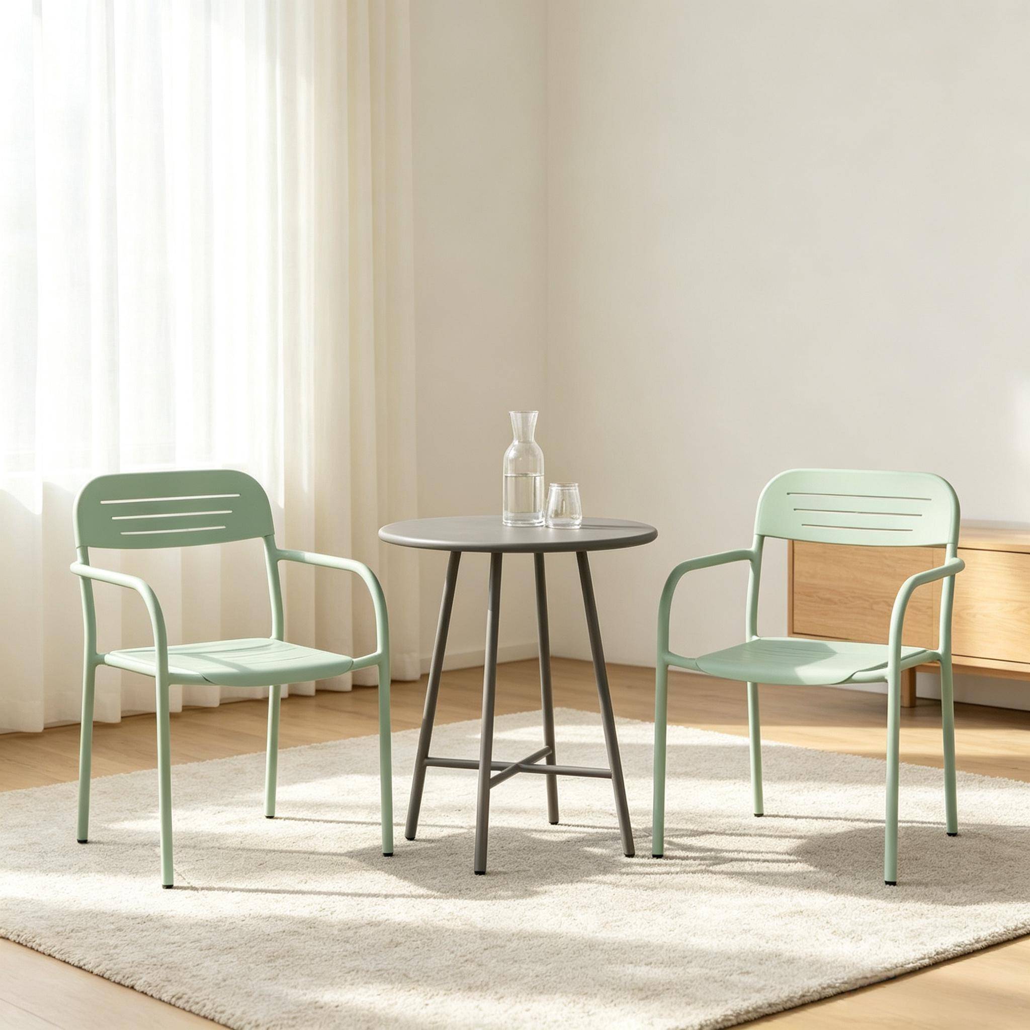 ComfortXL - Lot de 2 fauteuils de jardin métal vert 56 x 58 x 78 cm empilables terrasse - ComfortXL Outdoor Living - Image 4