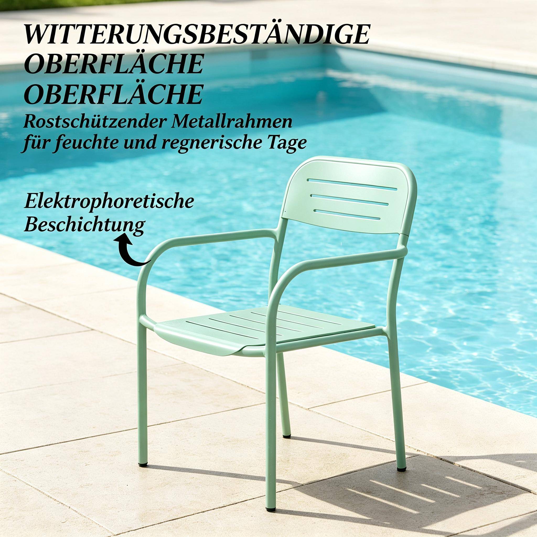 ComfortXL - Lot de 2 fauteuils de jardin métal vert 56 x 58 x 78 cm empilables terrasse - ComfortXL Outdoor Living - Image 8
