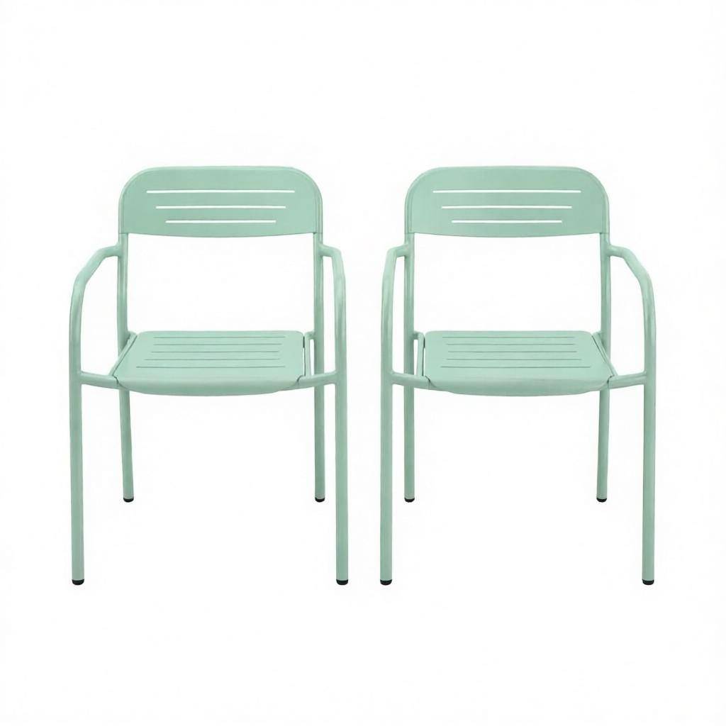 ComfortXL - Lot de 2 fauteuils de jardin métal vert 56 x 58 x 78 cm empilables terrasse - ComfortXL Outdoor Living - Image 3