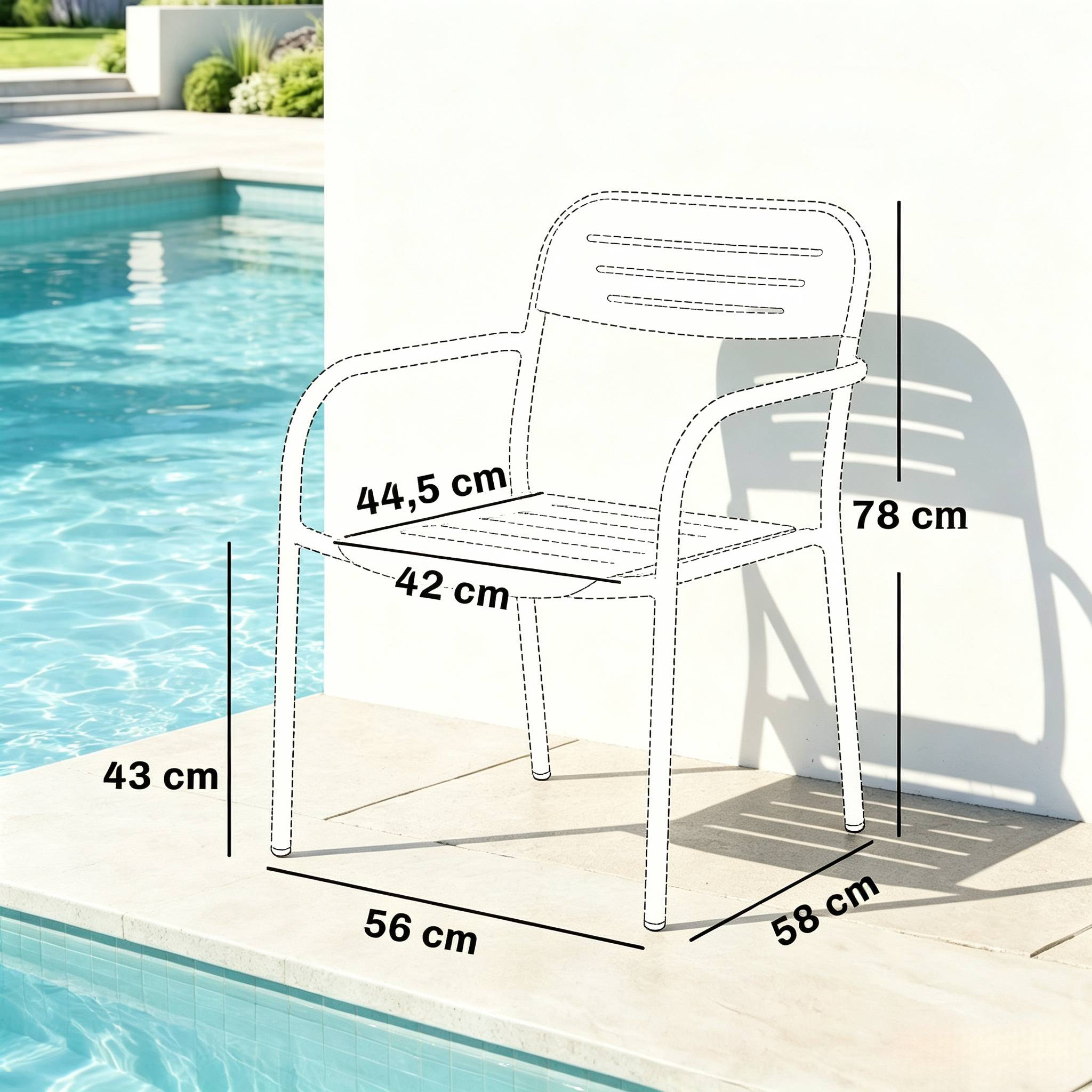 ComfortXL - Lot de 2 fauteuils de jardin métal vert 56 x 58 x 78 cm empilables terrasse - ComfortXL Outdoor Living - Image 7