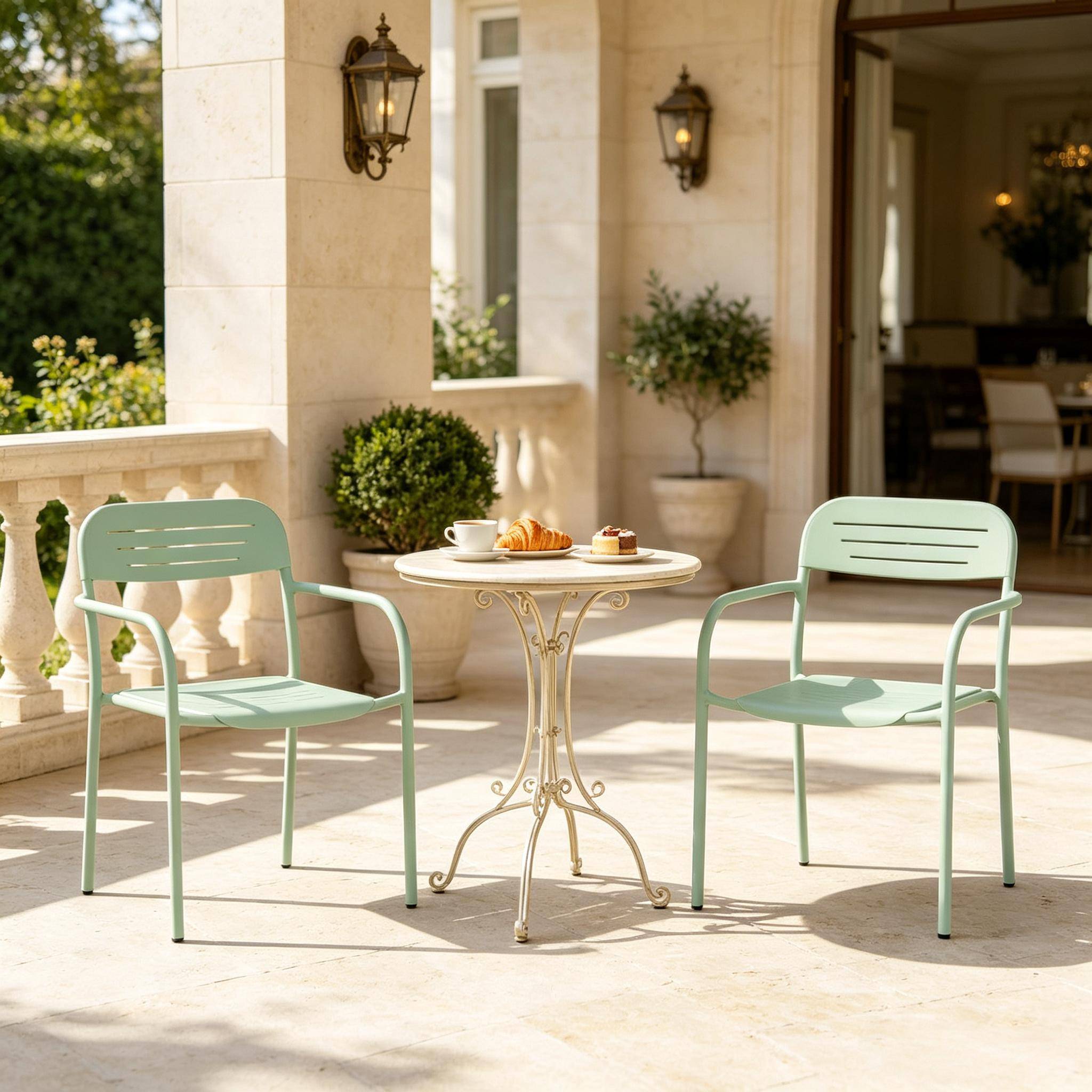 ComfortXL - Lot de 2 fauteuils de jardin métal vert 56 x 58 x 78 cm empilables terrasse - ComfortXL Outdoor Living - Image 1