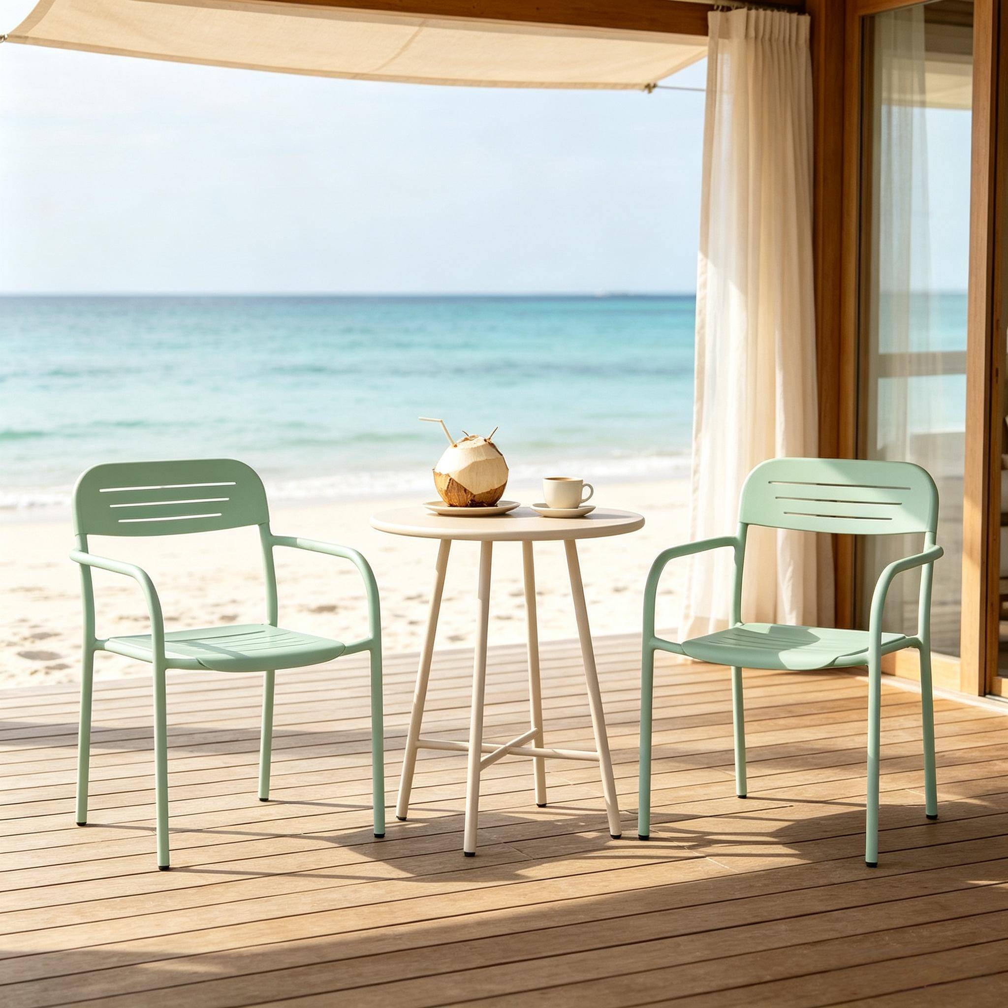 ComfortXL - Lot de 2 fauteuils de jardin métal vert 56 x 58 x 78 cm empilables terrasse - ComfortXL Outdoor Living - Image 6