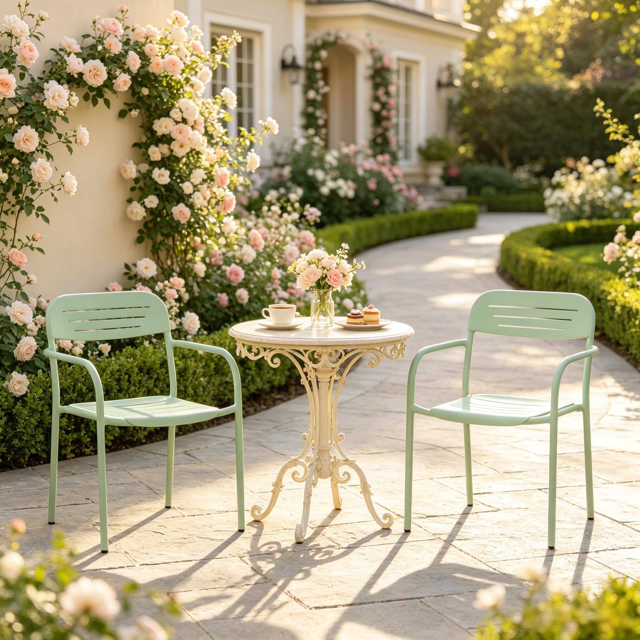 ComfortXL - Lot de 2 fauteuils de jardin métal vert 56 x 58 x 78 cm empilables terrasse - ComfortXL Outdoor Living - Image 2