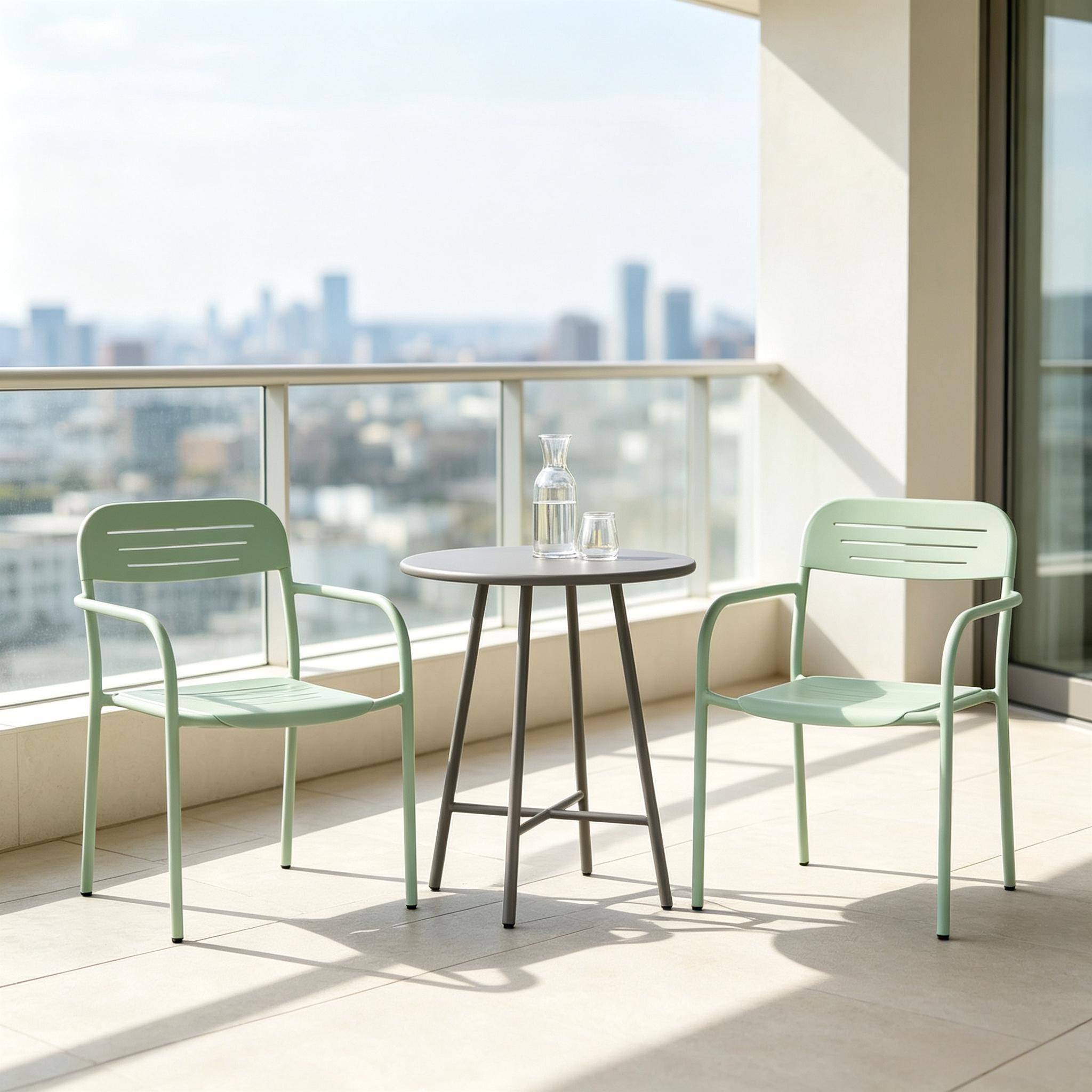 ComfortXL - Lot de 2 fauteuils de jardin métal vert 56 x 58 x 78 cm empilables terrasse - ComfortXL Outdoor Living - Image 9