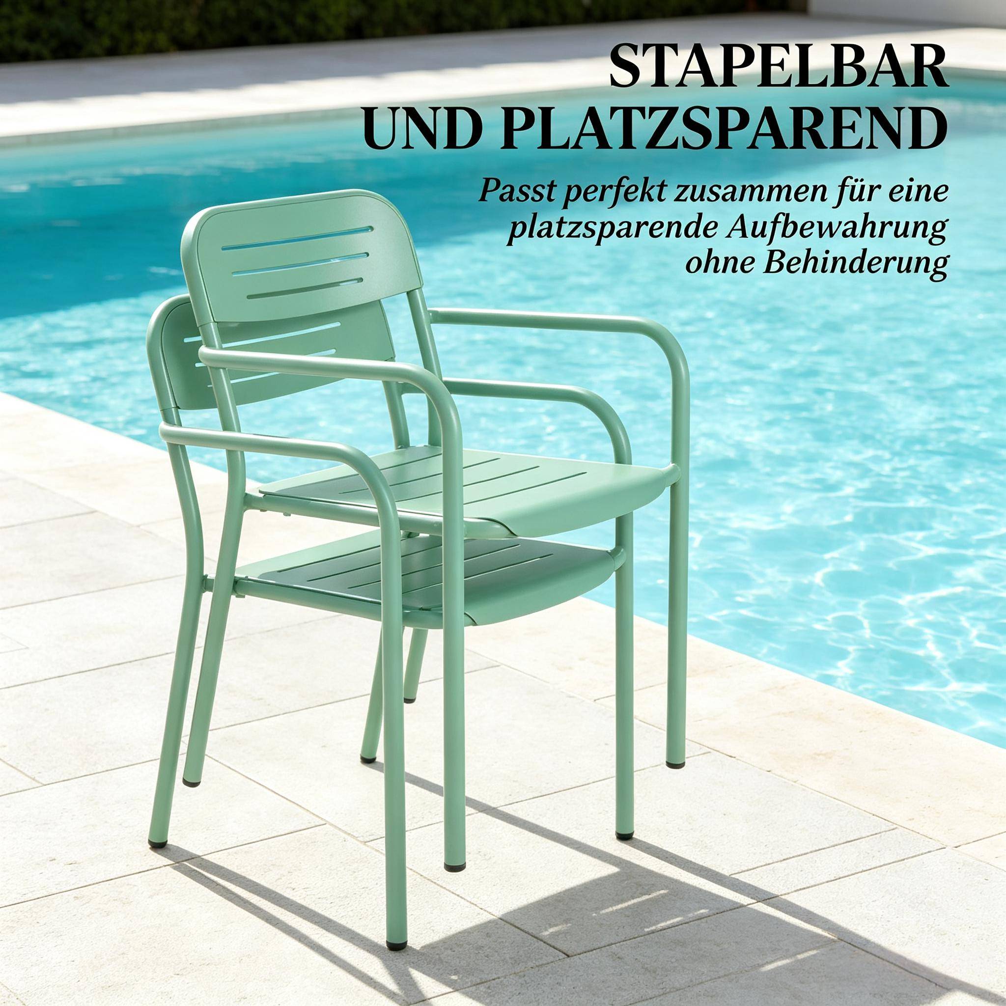 ComfortXL - Lot de 2 fauteuils de jardin métal vert 56 x 58 x 78 cm empilables terrasse - ComfortXL Outdoor Living - Image 5
