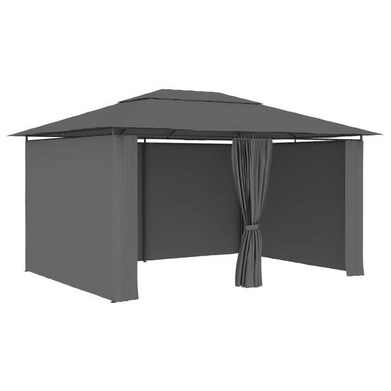 Tonnelle de Jardin avec Rideaux Acier et Tissu Polyester Toit Ventilé Anthracite 4x3 m – ComfortXL Outdoor Living - Image 1